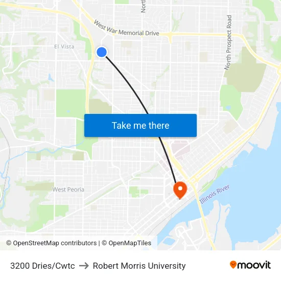3200 Dries/Cwtc to Robert Morris University map