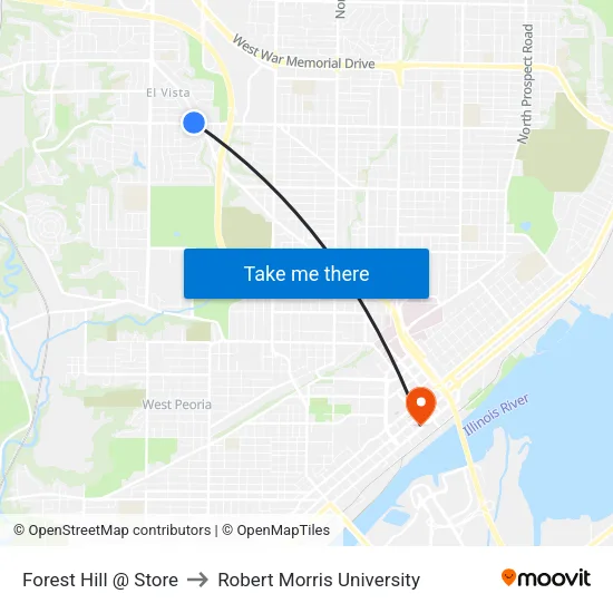 Forest Hill @ Store to Robert Morris University map