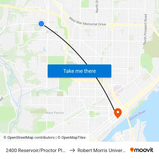 2400 Reservoir/Proctor Place to Robert Morris University map