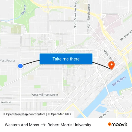 Western And Moss to Robert Morris University map