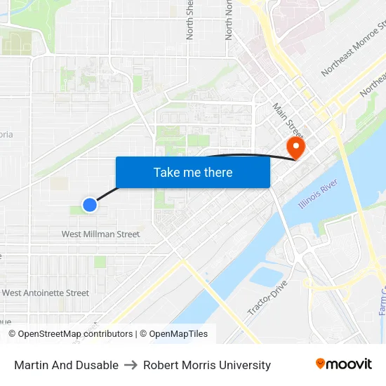 Martin And Dusable to Robert Morris University map