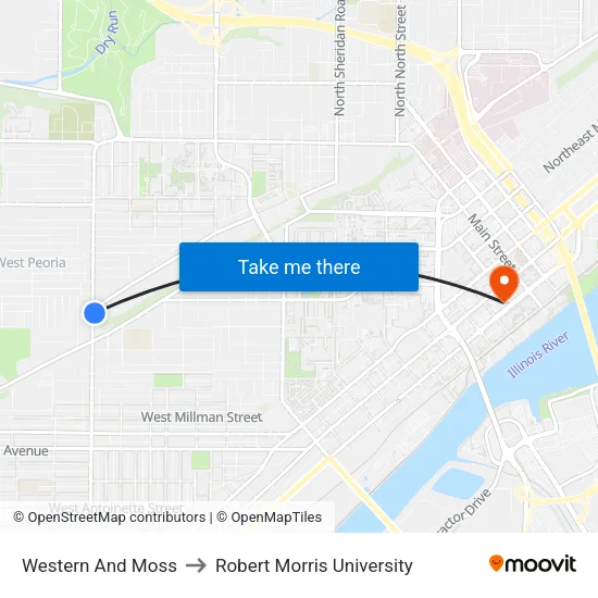 Western And Moss to Robert Morris University map