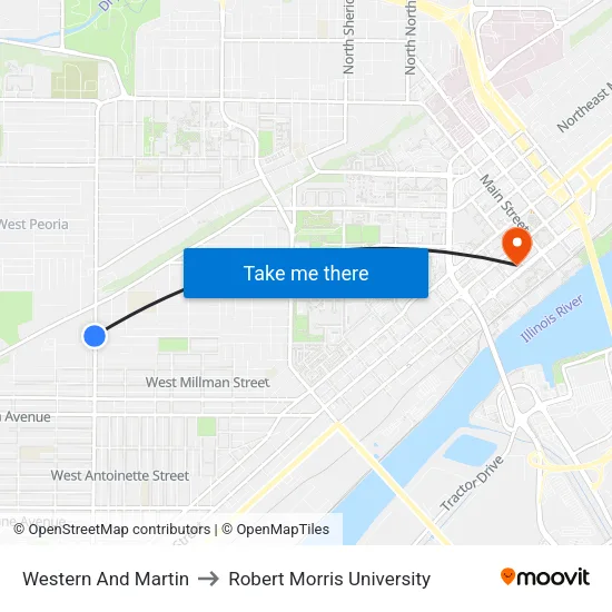Western And Martin to Robert Morris University map