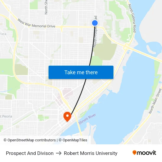 Prospect And Divison to Robert Morris University map