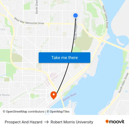 Prospect And Hazard to Robert Morris University map