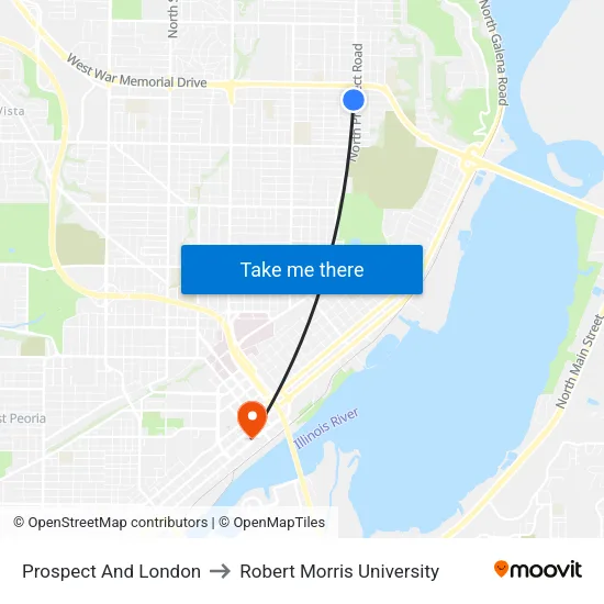 Prospect And London to Robert Morris University map
