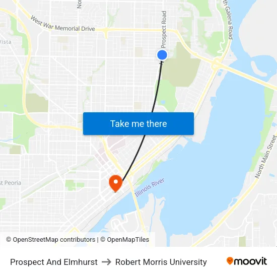 Prospect And Elmhurst to Robert Morris University map