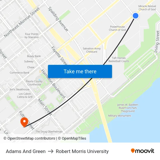 Adams And Green to Robert Morris University map