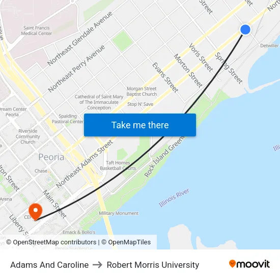 Adams And Caroline to Robert Morris University map
