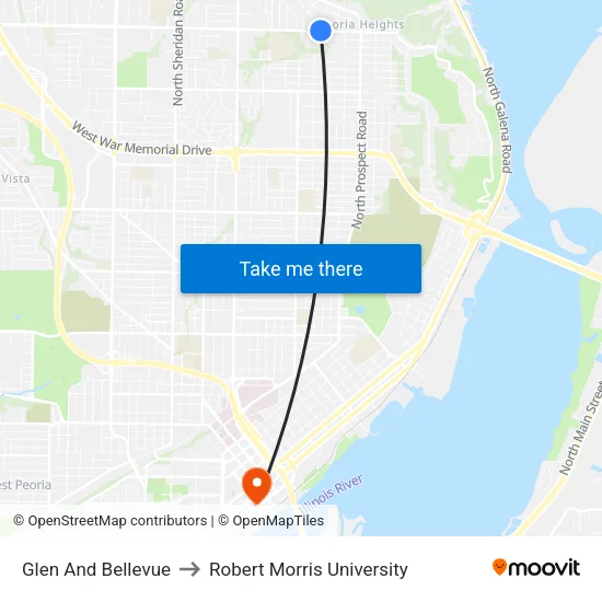 Glen And Bellevue to Robert Morris University map