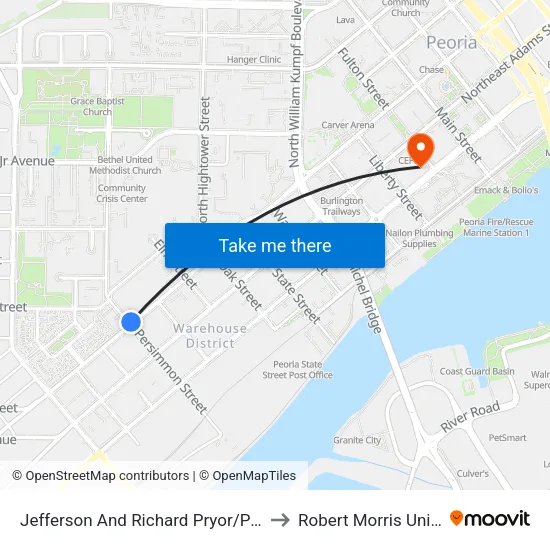 Jefferson And Richard Pryor/Persimmon to Robert Morris University map