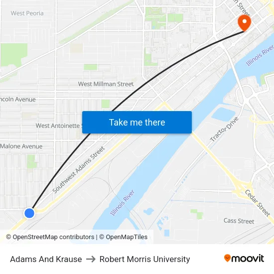 Adams And Krause to Robert Morris University map