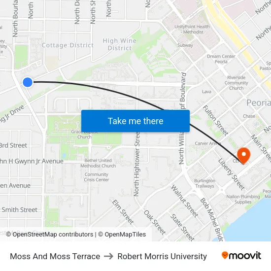 Moss And Moss Terrace to Robert Morris University map