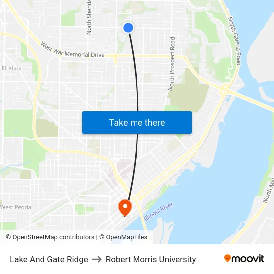 Lake And Gate Ridge to Robert Morris University map