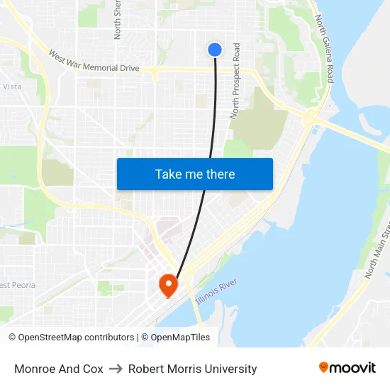 Monroe And Cox to Robert Morris University map