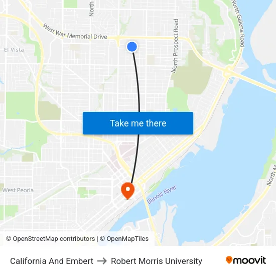 California And Embert to Robert Morris University map