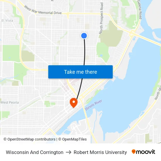 Wisconsin And Corrington to Robert Morris University map