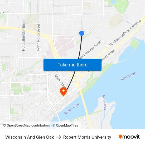 Wisconsin And Glen Oak to Robert Morris University map
