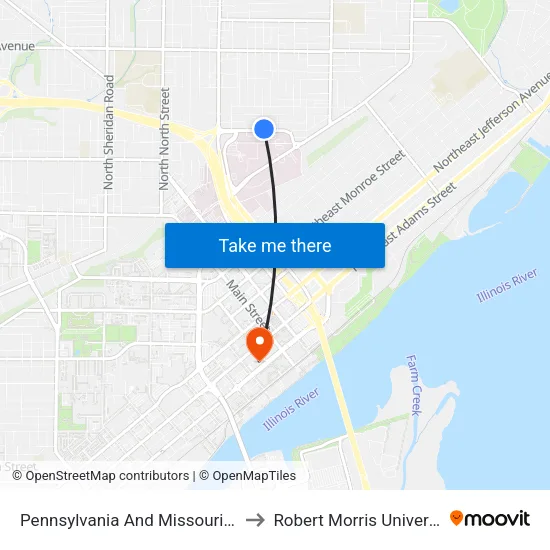 Pennsylvania And Missouri Ave to Robert Morris University map