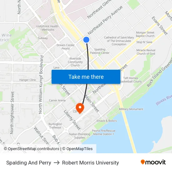 Spalding And Perry to Robert Morris University map