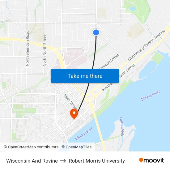 Wisconsin And Ravine to Robert Morris University map