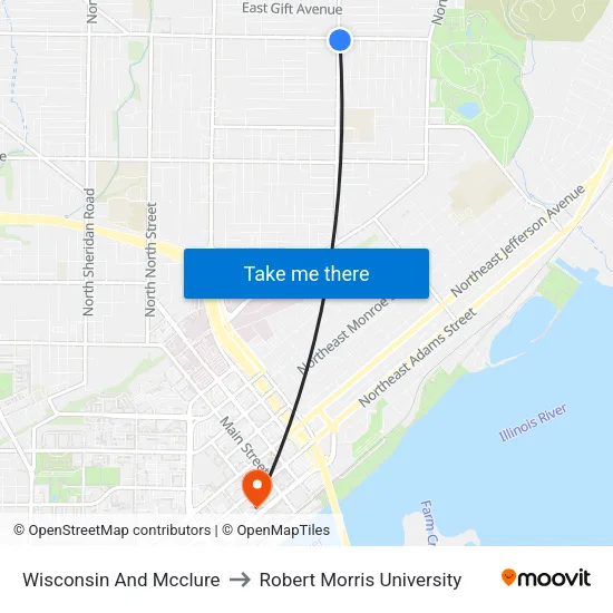 Wisconsin And Mcclure to Robert Morris University map