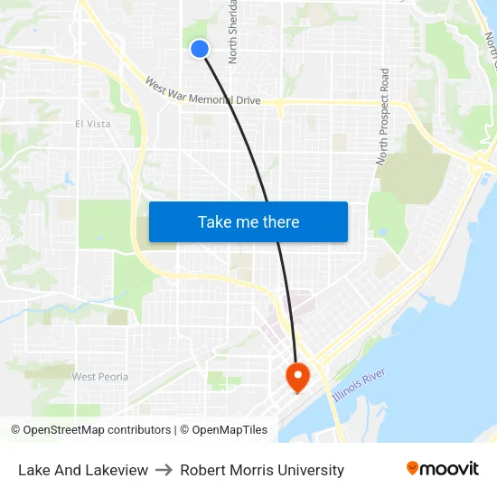 Lake And Lakeview to Robert Morris University map