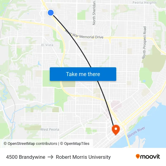 4500 Brandywine to Robert Morris University map