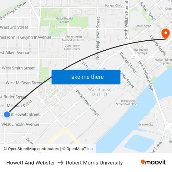 Howett And Webster to Robert Morris University map