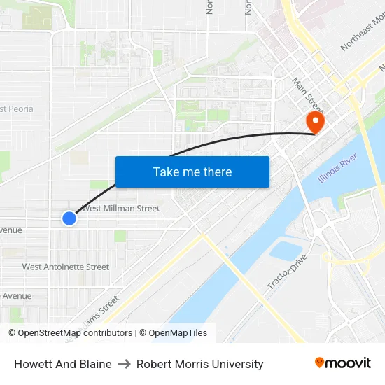 Howett And Blaine to Robert Morris University map