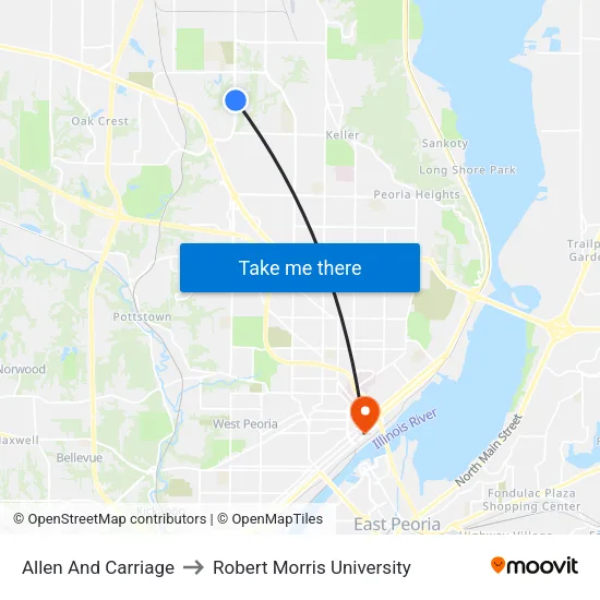 Allen And Carriage to Robert Morris University map