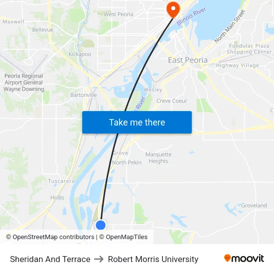 Sheridan And Terrace to Robert Morris University map