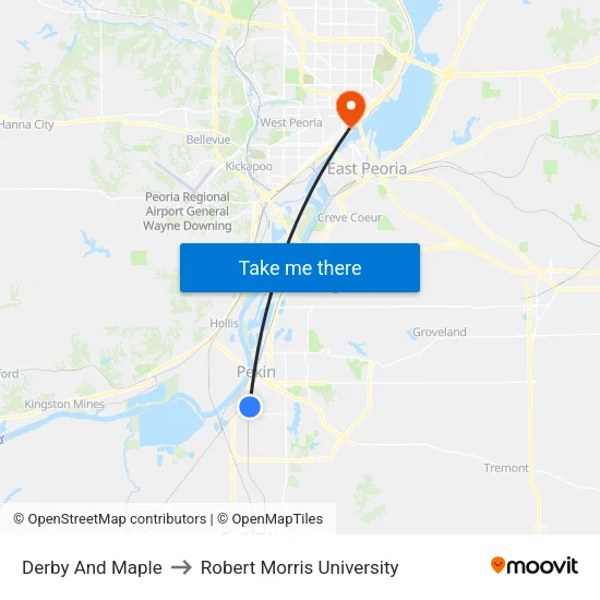 Derby And Maple to Robert Morris University map