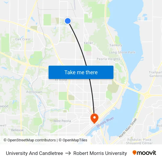 University And Candletree to Robert Morris University map