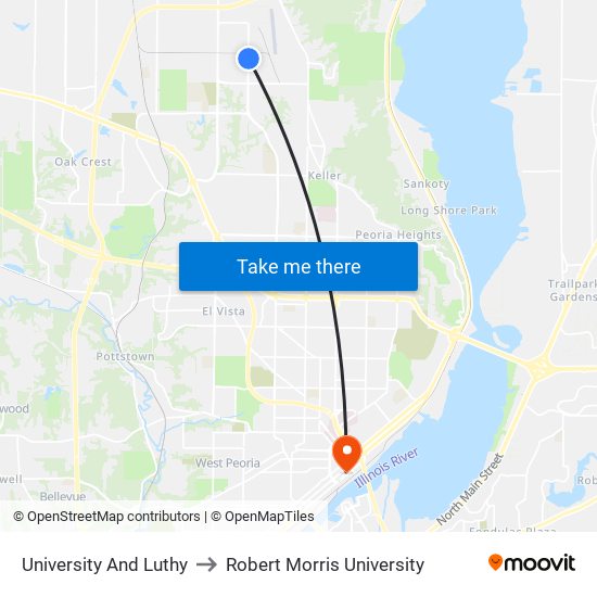University And Luthy to Robert Morris University map