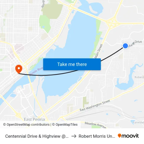 Centennial Drive & Highview @ Rosewood to Robert Morris University map