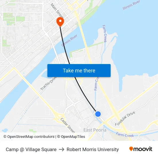 Camp @ Village Square to Robert Morris University map