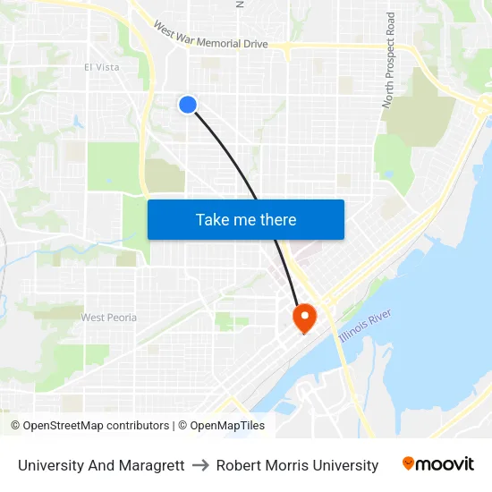 University And Maragrett to Robert Morris University map