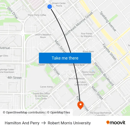 Hamilton And Perry to Robert Morris University map