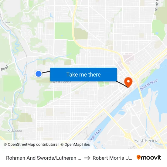 Rohman And Swords/Lutheran Social Servic to Robert Morris University map
