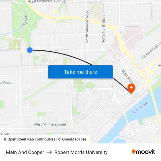 Main And Cooper to Robert Morris University map