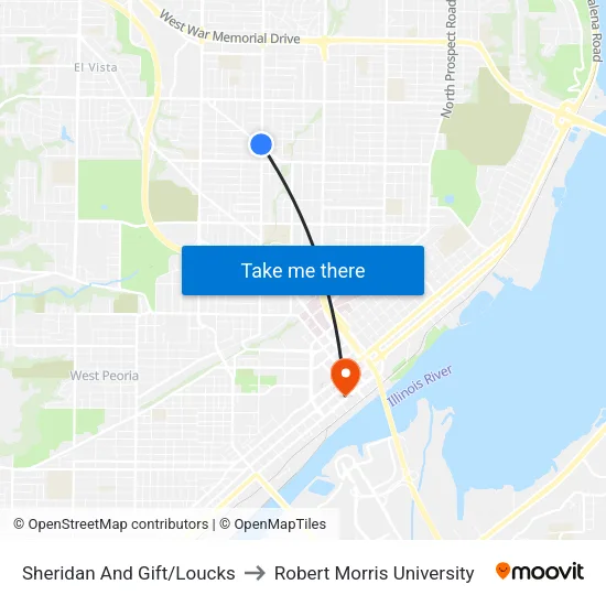 Sheridan And Gift/Loucks to Robert Morris University map