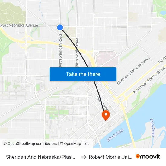Sheridan And Nebraska/Plasma Center to Robert Morris University map
