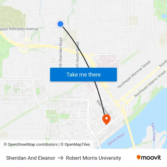 Sheridan And Eleanor to Robert Morris University map