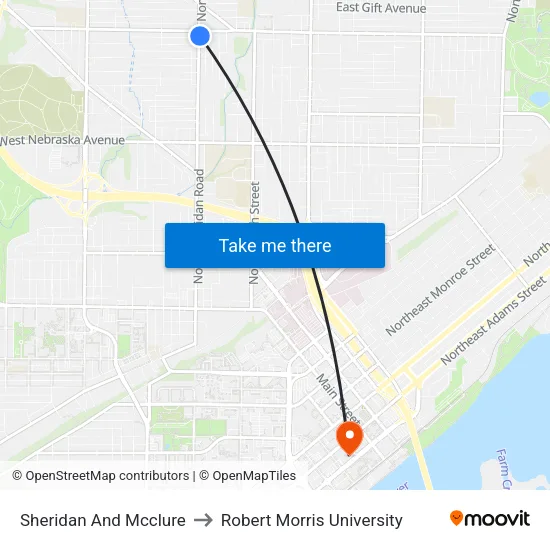 Sheridan And Mcclure to Robert Morris University map