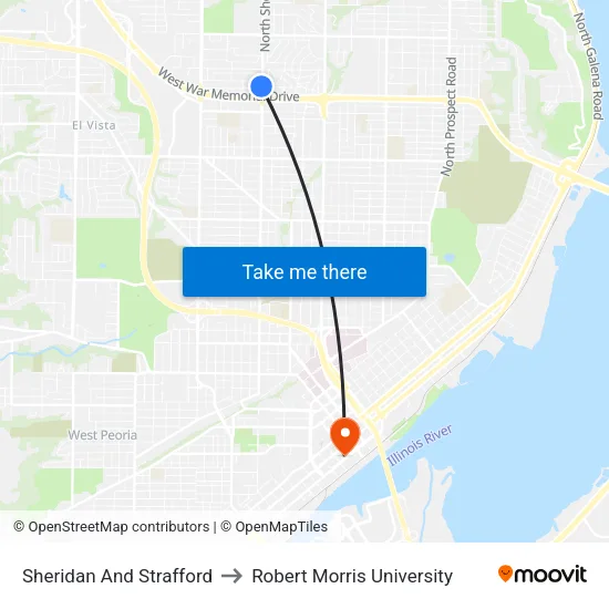 Sheridan And Strafford to Robert Morris University map