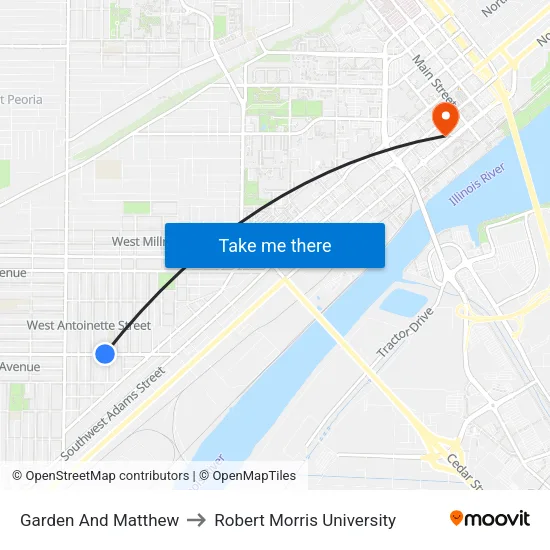 Garden And Matthew to Robert Morris University map