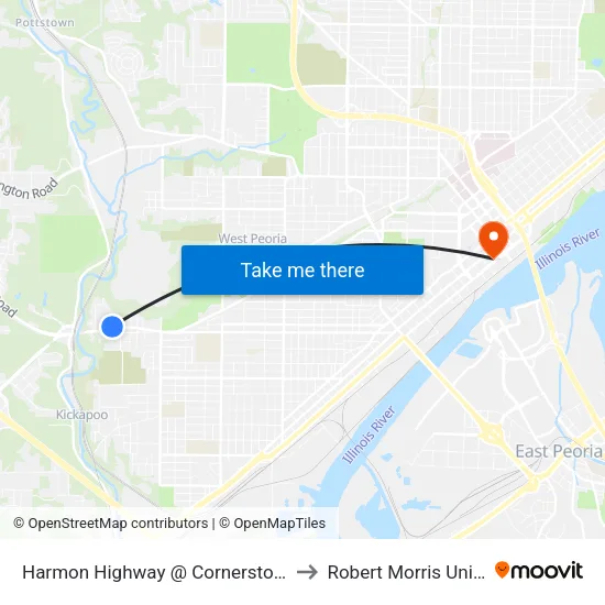 Harmon Highway @ Cornerstone Church to Robert Morris University map