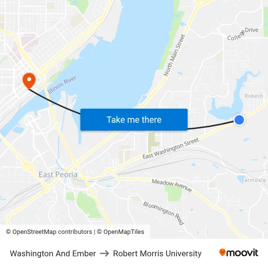 Washington And Ember to Robert Morris University map