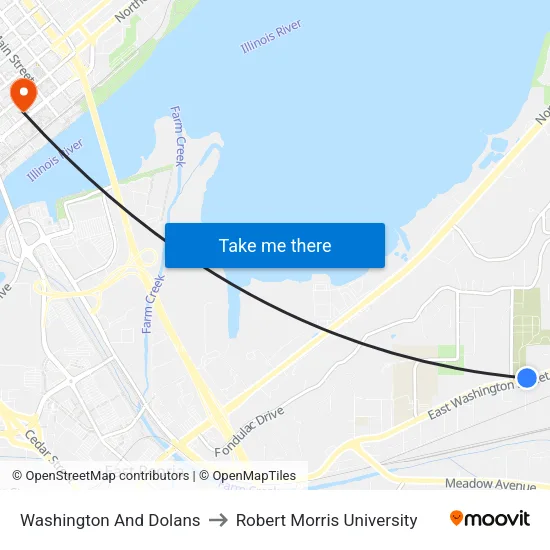 Washington And Dolans to Robert Morris University map